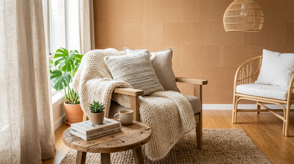 sustainable interior design materials wool throw