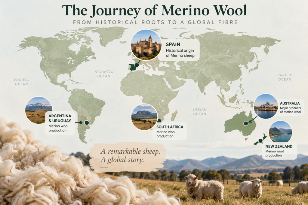 Where Merino wool comes from around the world