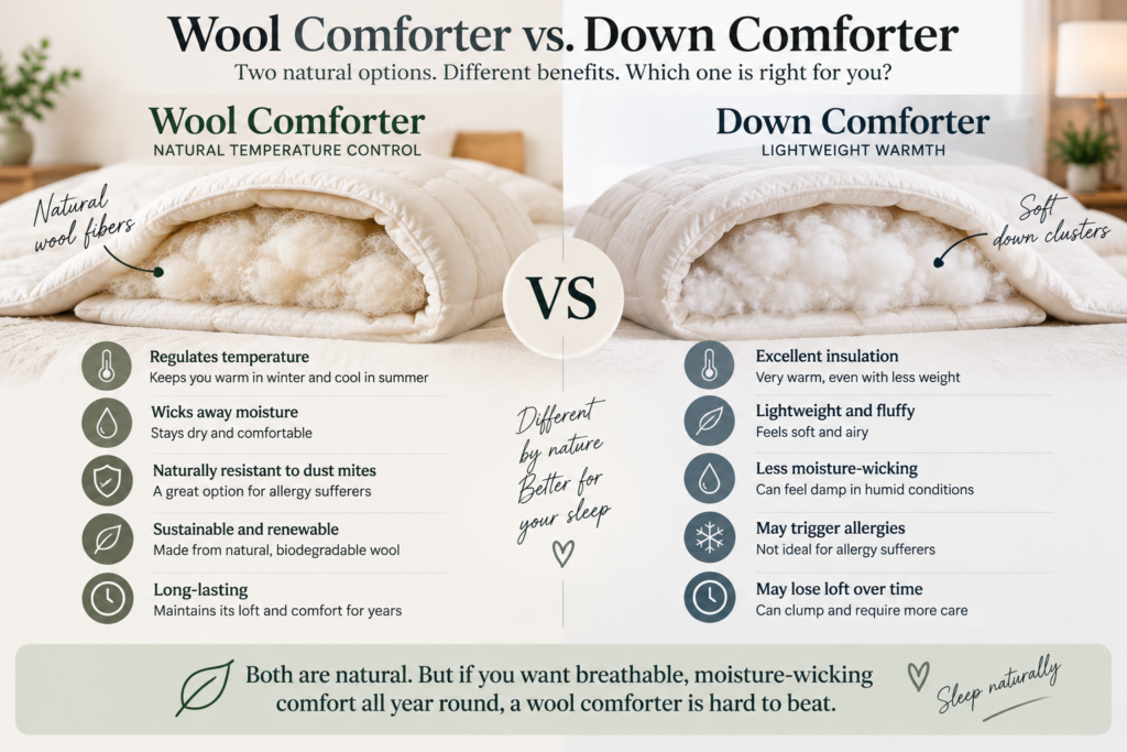 Wool comforter vs down comforter comparison