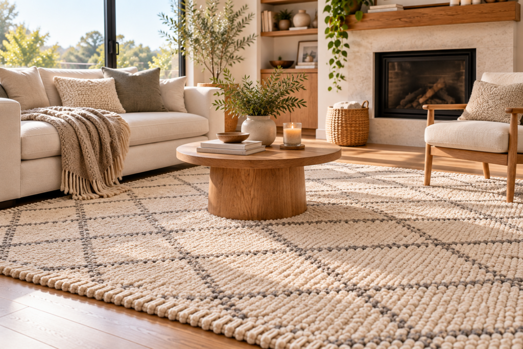 Wool rugs in a bright modern living room